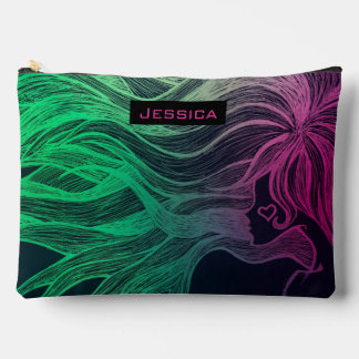 Woman Wild Neon Hair Cool Personalised Accessory Pouch