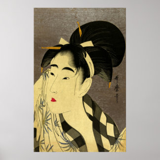 Woman Wiping Face Poster