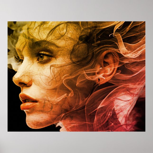 Woman with a 1974 Vibe on a Square Wall Poster (Front)