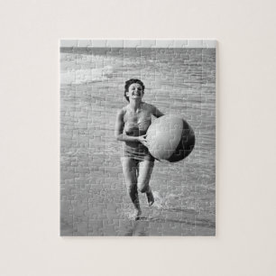 Woman with a Beach Ball Jigsaw Puzzle