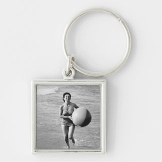 Woman with a Beach Ball Key Ring