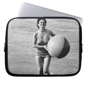 Woman with a Beach Ball Laptop Sleeve
