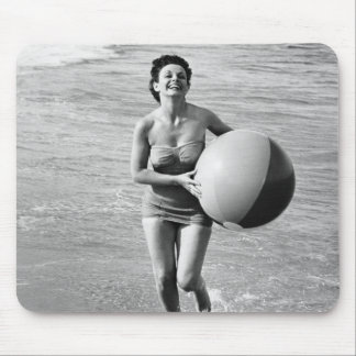 Woman with a Beach Ball Mouse Mat