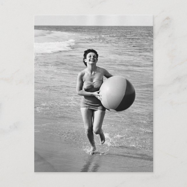Woman with a Beach Ball Postcard (Front)