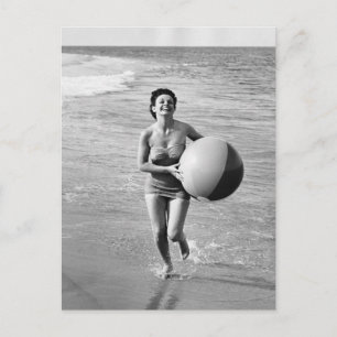 Woman with a Beach Ball Postcard