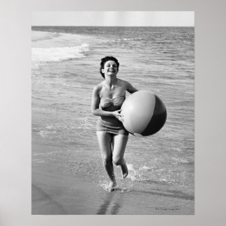 Woman with a Beach Ball Poster
