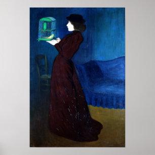Woman with a Bird Cage Poster