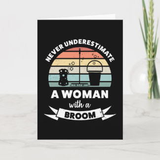 Woman with a Broom Funny Cleaning Gift Card