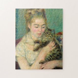 Woman with a Cat, 1875 by Pierre-Auguste Renoir Jigsaw Puzzle