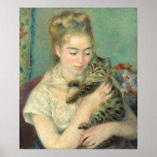 Woman with a Cat - Auguste Renoir Fine Art Poster