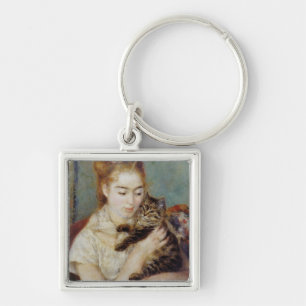 Woman with a Cat by Pierre-Auguste Renoir Key Ring