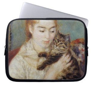 Woman with a Cat by Pierre-Auguste Renoir Laptop Sleeve