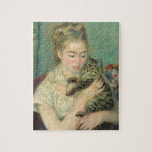 Woman with a Cat by Renoir Art Jigsaw Puzzle (Vertical)