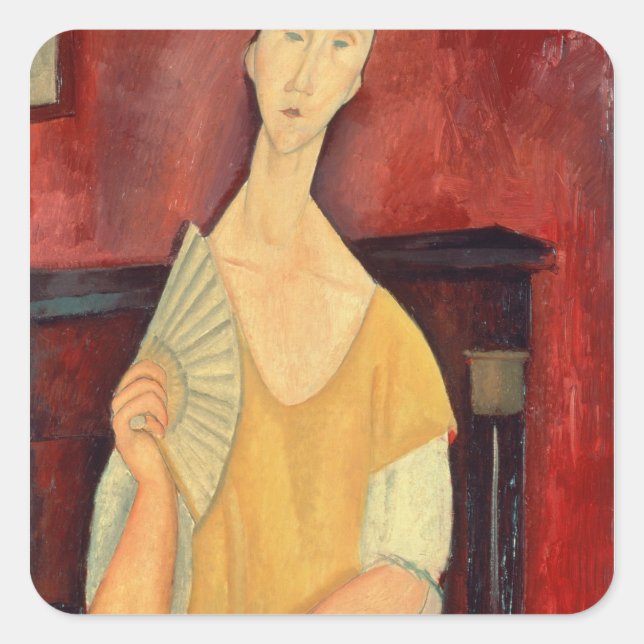 Woman with a Fan  1919 Square Sticker (Front)