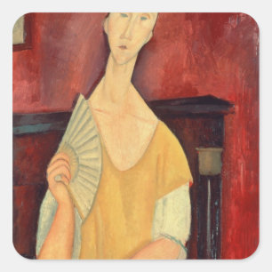 Woman with a Fan  1919 Square Sticker