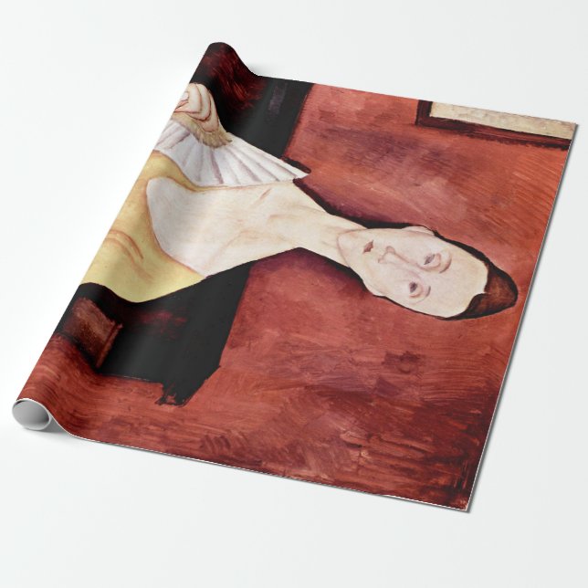 Woman with a Fan, Modigliani Wrapping Paper (Unrolled)