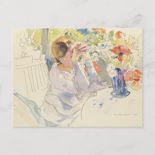 Woman with a Flower Bouquet | Philipp Franck Postcard (Front)