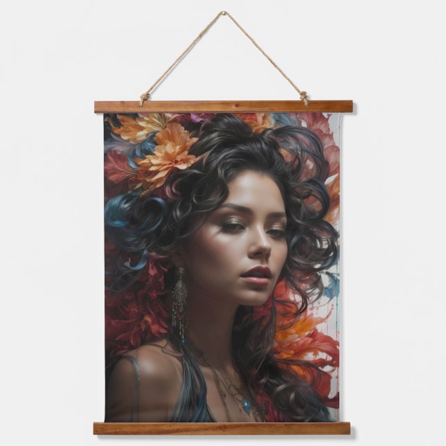 Woman with a flowers hanging tapestry (Front)