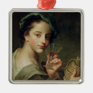 Woman with a Glass of Wine Metal Tree Decoration