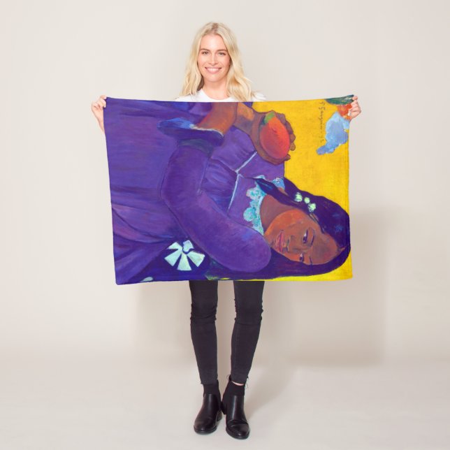 Woman with a Mango, Gauguin Fleece Blanket (In Situ)