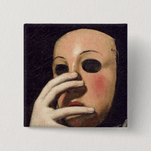 Woman with a Mask 15 Cm Square Badge