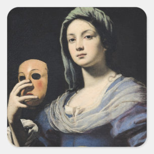 Woman with a Mask 2 Square Sticker