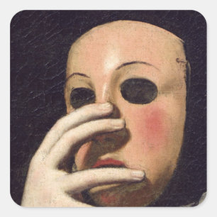 Woman with a Mask Square Sticker