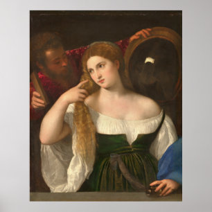 Woman with a Mirror by Titian Poster