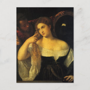 Woman with a Mirror by Titian, Vintage Renaissance Postcard