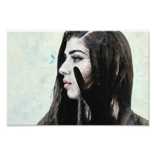 Woman with a Mysterious Black Hand Overlay Photo Print