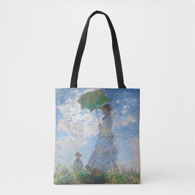"WOMAN WITH A PARASOL" 1890 CLAUDE MONET TOTE BAG (Front)