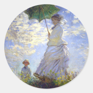 Woman with a Parasol by Claude Monet Classic Round Sticker
