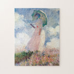 Woman with a Parasol, Claude Monet, 1886 Jigsaw Puzzle<br><div class="desc">Oscar-Claude Monet (14 November 1840 – 5 December 1926) was a French painter, a founder of French Impressionist painting and the most consistent and prolific practitioner of the movement's philosophy of expressing one's perceptions before nature, especially as applied to plein air landscape painting. The term ""Impressionism"" is derived from the...</div>