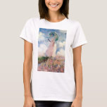 Woman with a Parasol, Claude Monet, 1886 T-Shirt<br><div class="desc">Oscar-Claude Monet (14 November 1840 – 5 December 1926) was a French painter, a founder of French Impressionist painting and the most consistent and prolific practitioner of the movement's philosophy of expressing one's perceptions before nature, especially as applied to plein air landscape painting. The term ""Impressionism"" is derived from the...</div>