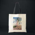 Woman with a Parasol, Claude Monet, 1886 Tote Bag<br><div class="desc">Oscar-Claude Monet (14 November 1840 – 5 December 1926) was a French painter, a founder of French Impressionist painting and the most consistent and prolific practitioner of the movement's philosophy of expressing one's perceptions before nature, especially as applied to plein air landscape painting. The term ""Impressionism"" is derived from the...</div>