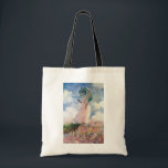 Woman with a Parasol, Claude Monet, 1886 Tote Bag<br><div class="desc">Oscar-Claude Monet (14 November 1840 – 5 December 1926) was a French painter, a founder of French Impressionist painting and the most consistent and prolific practitioner of the movement's philosophy of expressing one's perceptions before nature, especially as applied to plein air landscape painting. The term ""Impressionism"" is derived from the...</div>