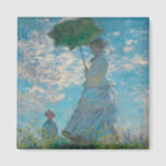 Woman with a Parasol Claude Monet Fine Art Magnet<br><div class="desc">Madam Monet and Her Son is an Impressionism style everyday family scene portrait of French Impressionist artist Claude Monet's wife,  Camille and their son,  out for a stroll on a windy summer day,  c. 1875.</div>