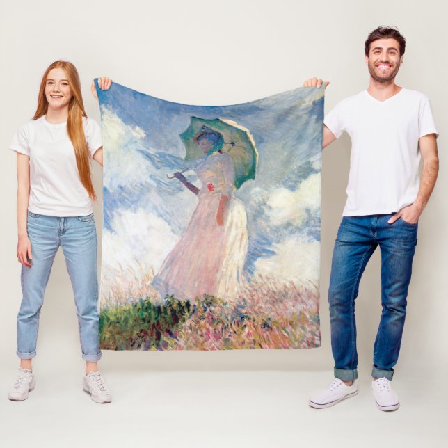 Woman with a Parasol, Claude Monet Fleece Blanket (In Situ)