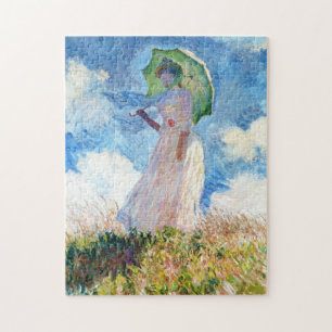 Woman with a Parasol Claude Monet lady vibrant art Jigsaw Puzzle