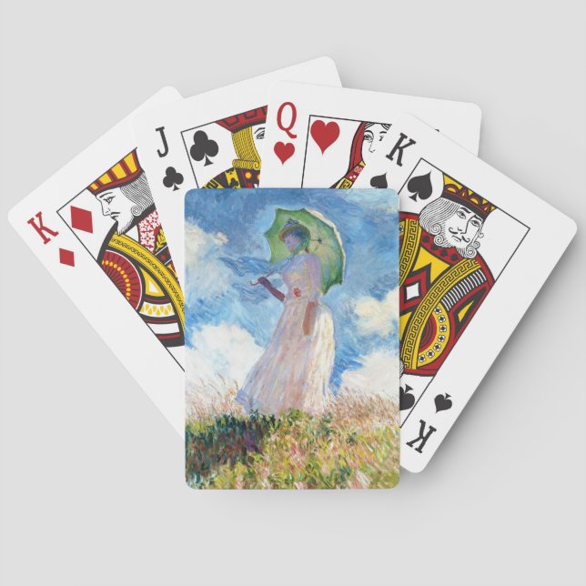 Woman with a Parasol  Claude Monet vibrant art Playing Cards (Back)