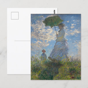 Woman with a Parasol   French Landscape Postcard