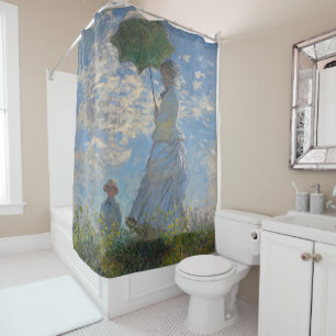 Woman with a Parasol   French Landscape Shower Curtain