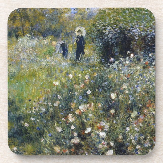 Woman with a Parasol in a Garden by Auguste Renoir Coaster (Front)