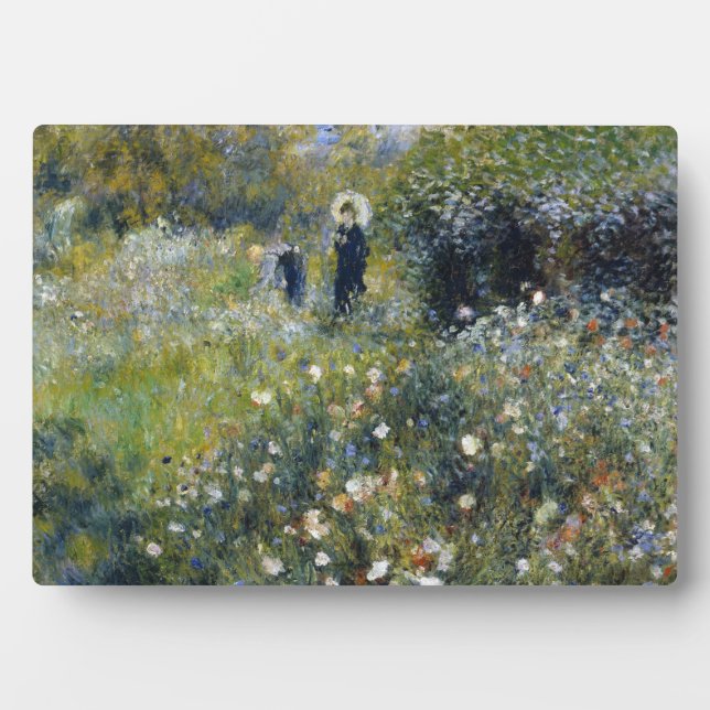 Woman with a Parasol in a Garden by Auguste Renoir Plaque (Front)