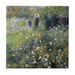 Woman with a Parasol in a Garden by Auguste Renoir Tile