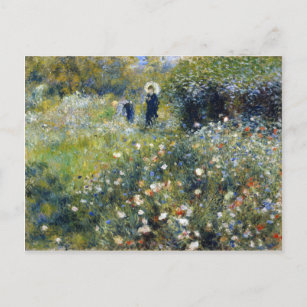 Woman with a Parasol in a Garden, Renoir Postcard