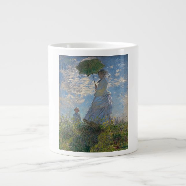 Woman with a Parasol - Madame Monet and Her Son Large Coffee Mug (Front)
