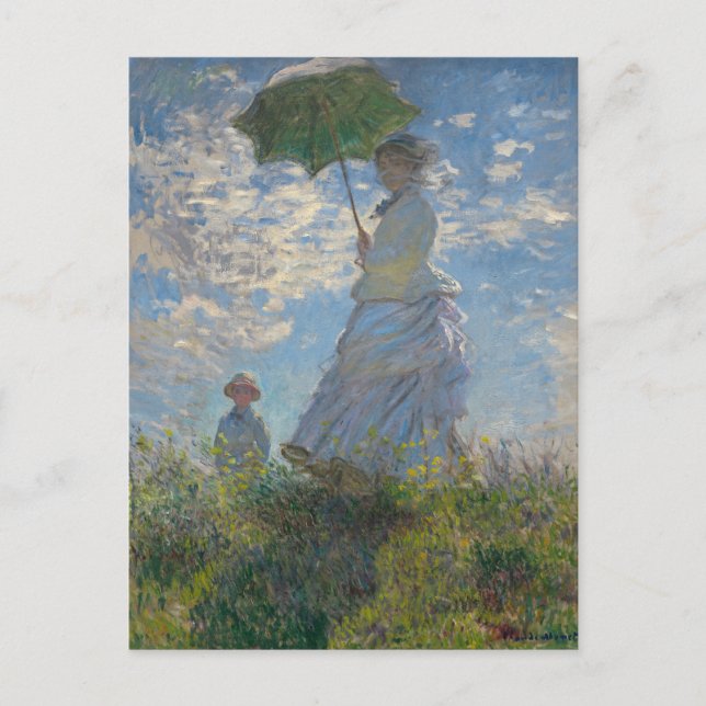 Woman with a Parasol - Madame Monet and Her Son Postcard (Front)