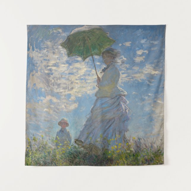 Woman with a Parasol - Madame Monet and Her Son Tapestry (Front)