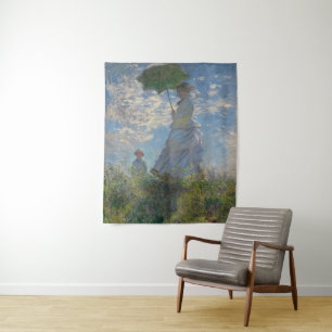Woman with a Parasol - Madame Monet and Her Son Tapestry
